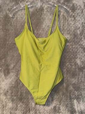 Shade & Shore Women's Sz XL Electric Yellow Plunge One Piece Swimsuit NWT